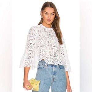 Veronica Beard Emmalyn Eyelet Top | WHITE